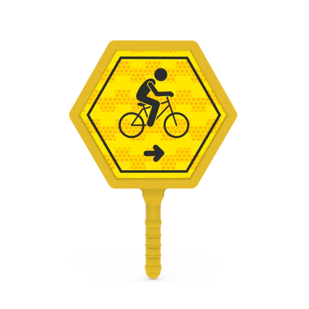 Paleta informativa para cilcistas es ideal para dirigir el flujo vehicular, peatonal y ciclista de forma manual y precisa en cualquier entorno.