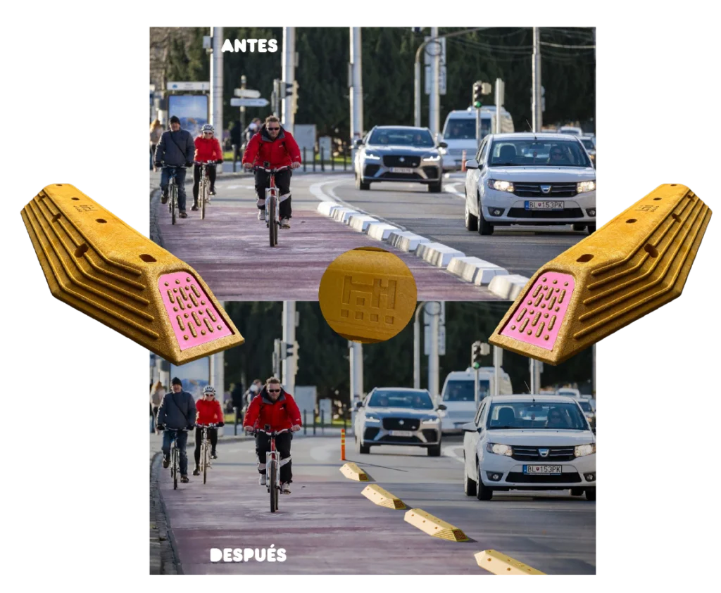 Ciclovía en Bratislava, Eslovaquia que forma parte de su infraestructura ciclista.