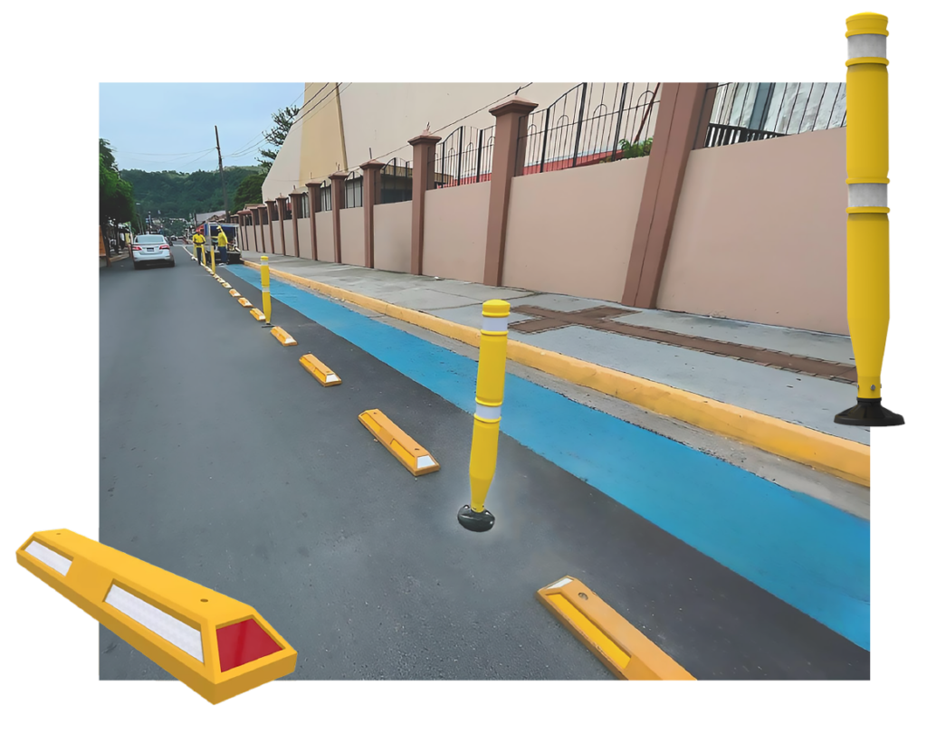 Ciclovía en Santa Tecla. El Salvador que forma parte de su infraestructura ciclista.