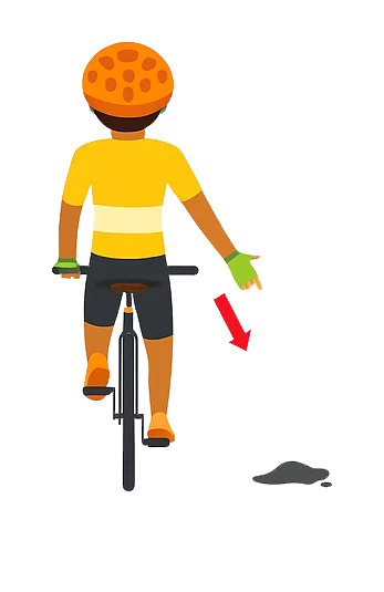 ilustración de ciclista indicando un bache en la ciclovía