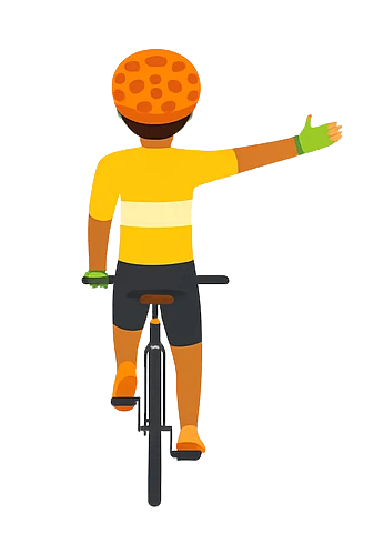 ilustración de ciclista indicando su giro a la derecha