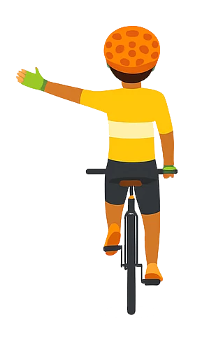 ilustración de ciclista indicando su giro a la izquierda