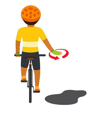 ilustración de ciclista indicando de algún peligro en la vía.