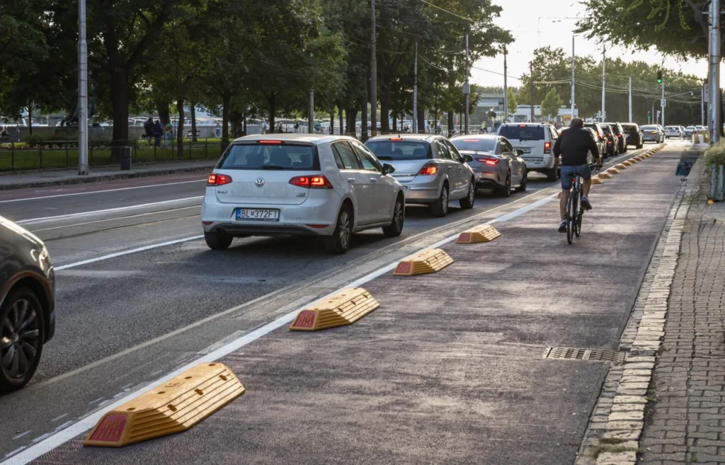 Ciclovía de Bratislava después de la instalación de los canalizadores H7