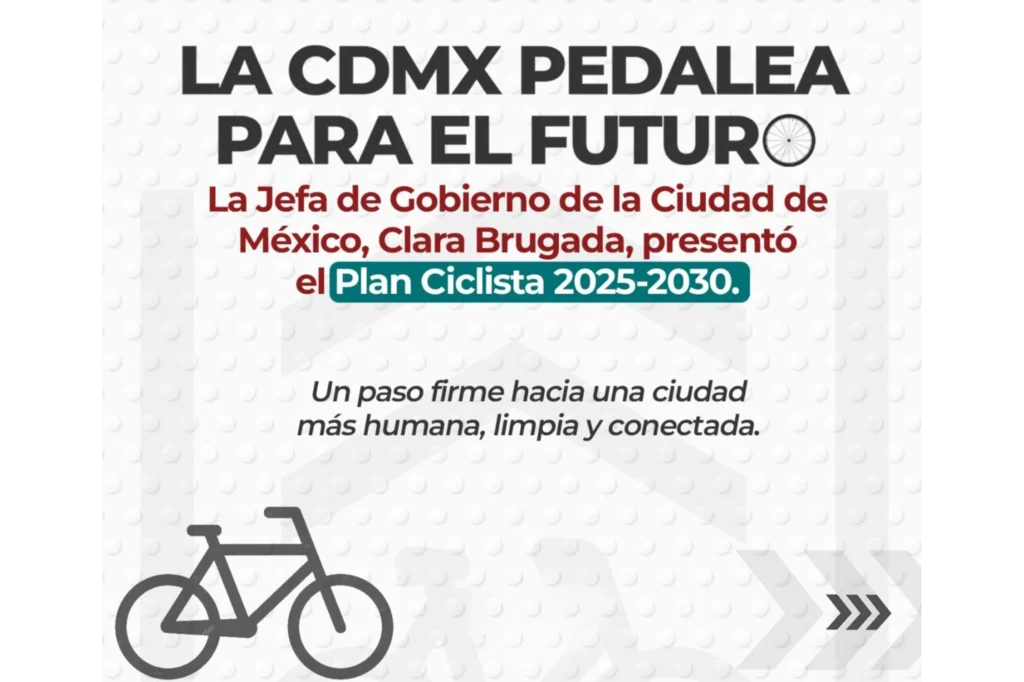 Anuncio del Plan Ciclista 2025-2030 que forma parte de la expansión de ciclovías en la CDMX, orientado a una ciudad más limpia y conectada.