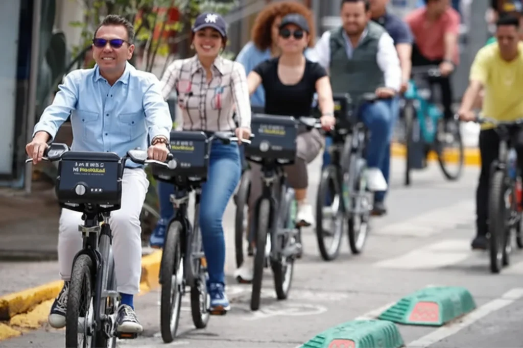 Tramo de la ciclovía Javier Mina que conecta zonas comerciales y habitacionales en Guadalajara.