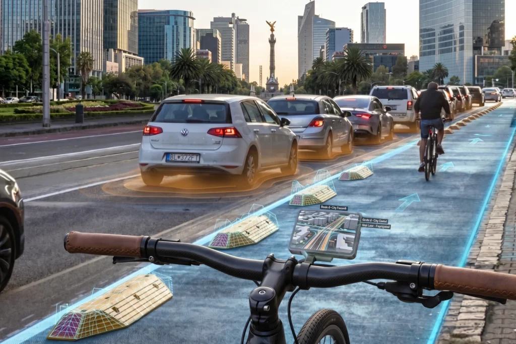 Mapa ciclista de CDMX integrado a una ruta urbana para orientar trayectos seguros en carril para bicicletas